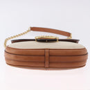 CELINE Chain Shoulder Bag Canvas Beige Gold Tone Auth ka5419V-9