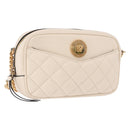 VERSACE Chain Shoulder Bag Leather Ivory Gold Tone Auth ka5420V-1