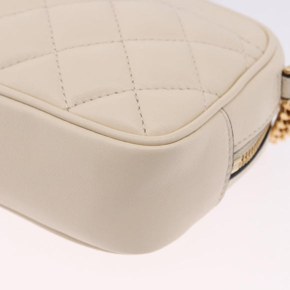 VERSACE Chain Shoulder Bag Leather Ivory Gold Tone Auth ka5420V