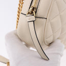 VERSACE Chain Shoulder Bag Leather Ivory Gold Tone Auth ka5420V-10