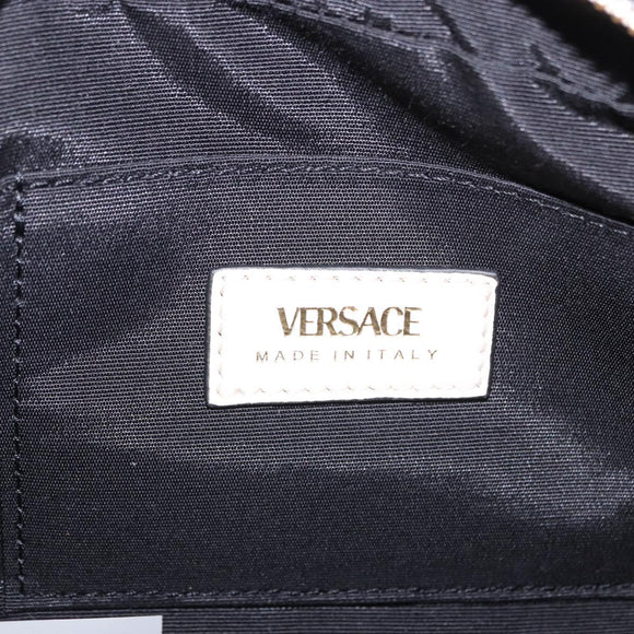 VERSACE Chain Shoulder Bag Leather Ivory Gold Tone Auth ka5420V