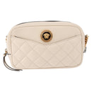 VERSACE Chain Shoulder Bag Leather Ivory Gold Tone Auth ka5420V-13
