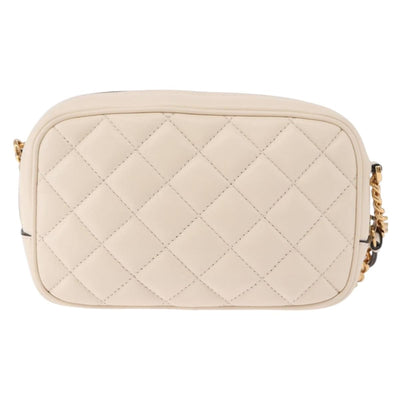 VERSACE Chain Shoulder Bag Leather Ivory Gold Tone Auth ka5420V - 0