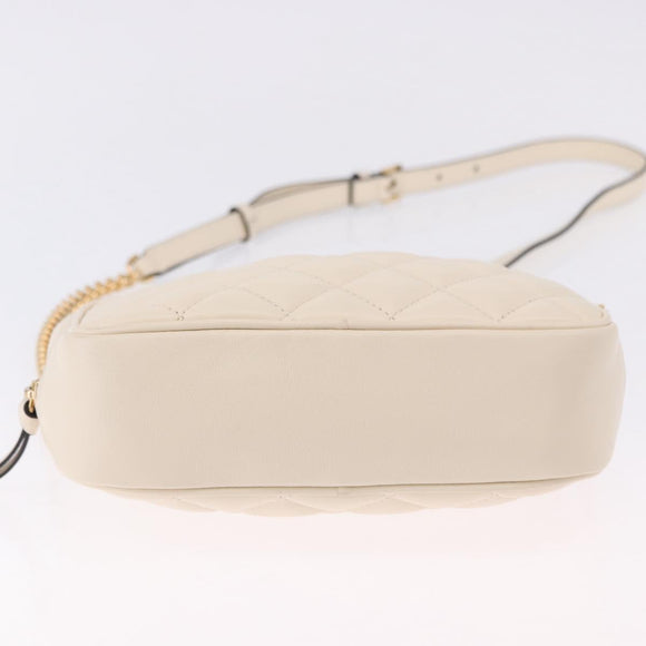 VERSACE Chain Shoulder Bag Leather Ivory Gold Tone Auth ka5420V