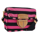 PRADA Shoulder Bag Canvas Pink Black Auth ka5421-1