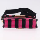 PRADA Shoulder Bag Canvas Pink Black Auth ka5421-10