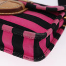 PRADA Shoulder Bag Canvas Pink Black Auth ka5421-12