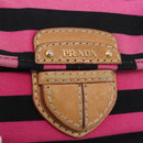 PRADA Shoulder Bag Canvas Pink Black Auth ka5421-16