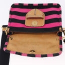 PRADA Shoulder Bag Canvas Pink Black Auth ka5421-17