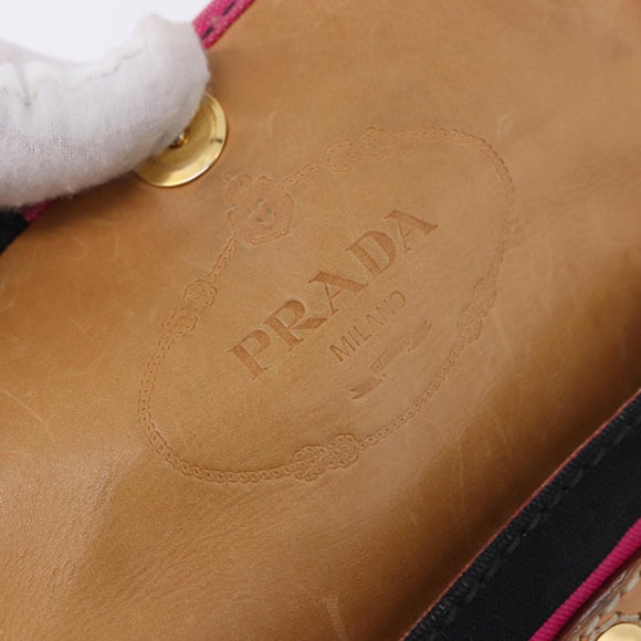 PRADA Shoulder Bag Canvas Pink Black Auth ka5421