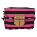 PRADA Shoulder Bag Canvas Pink Black Auth ka5421-2