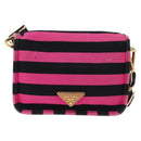 PRADA Shoulder Bag Canvas Pink Black Auth ka5421-3