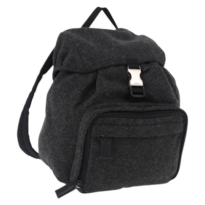 PRADA Backpack Wool Gray Silver Auth ka5422V