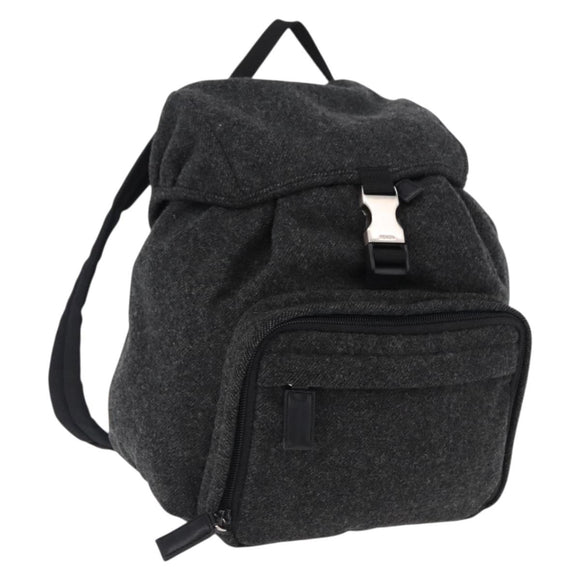 PRADA Backpack Wool Gray Silver Auth ka5422V