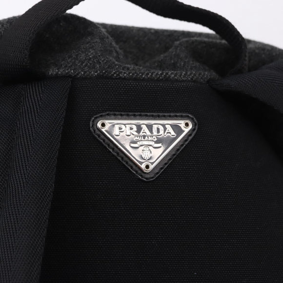 PRADA Backpack Wool Gray Silver Auth ka5422V