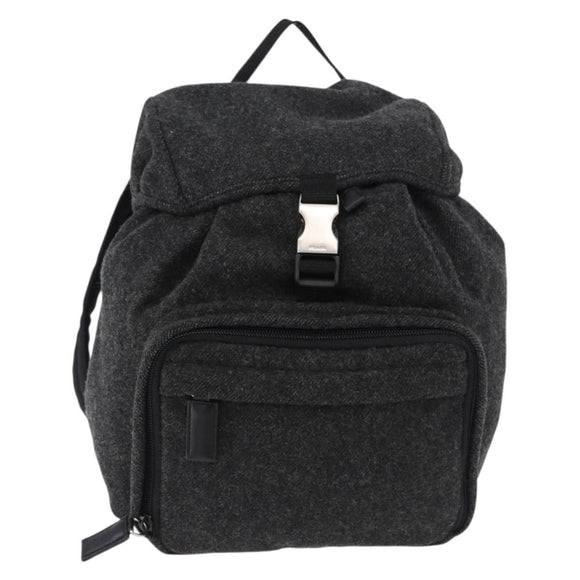 PRADA Backpack Wool Gray Silver Auth ka5422V