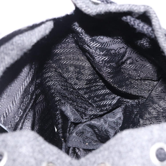 PRADA Backpack Wool Gray Silver Auth ka5422V