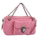 PRADA Chain Hand Bag Nylon 2way Pink Silver Auth ka5423A-1