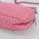 PRADA Chain Hand Bag Nylon 2way Pink Silver Auth ka5423A-14