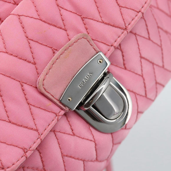 PRADA Chain Hand Bag Nylon 2way Pink Silver Auth ka5423A