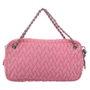 PRADA Chain Hand Bag Nylon 2way Pink Silver Auth ka5423A-3