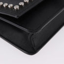 FENDI Karito Chain Shoulder Wallet Leather Black Silver 8M0346 Auth ka5424V-9