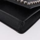 FENDI Karito Chain Shoulder Wallet Leather Black Silver 8M0346 Auth ka5424V-14