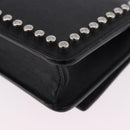FENDI Karito Chain Shoulder Wallet Leather Black Silver 8M0346 Auth ka5424V-16
