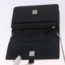 FENDI Karito Chain Shoulder Wallet Leather Black Silver 8M0346 Auth ka5424V-10