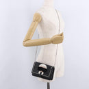 FENDI Karito Chain Shoulder Wallet Leather Black Silver 8M0346 Auth ka5424V-25