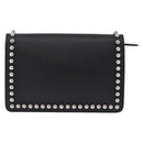 FENDI Karito Chain Shoulder Wallet Leather Black Silver 8M0346 Auth ka5424V-2