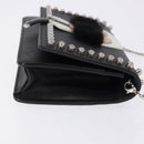 FENDI Karito Chain Shoulder Wallet Leather Black Silver 8M0346 Auth ka5424V-3