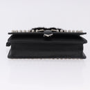 FENDI Karito Chain Shoulder Wallet Leather Black Silver 8M0346 Auth ka5424V-5