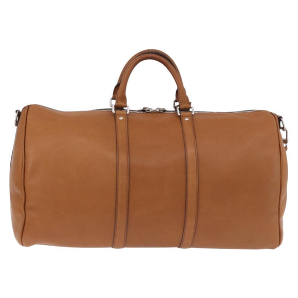 LOUIS VUITTON Keepall Bandouliere 50 Leather Brown Silver M21346 Auth ka5427SM