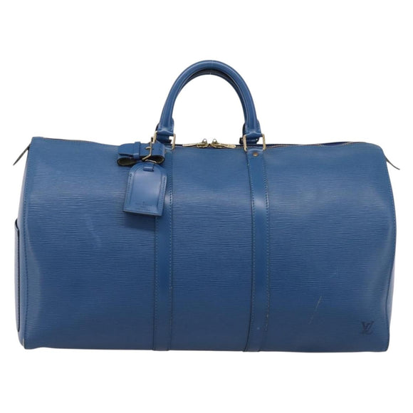 LOUIS VUITTON Epi Keepall 50 Boston Bag Blue M42965 LV Auth ka5428A