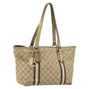 GUCCI GG Canvas Sherry Line Tote Bag Beige Gold 137396 Auth ka543-1