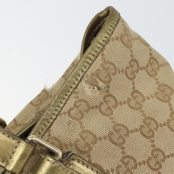 GUCCI GG Canvas Sherry Line Tote Bag Beige Gold 137396 Auth ka543