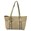 GUCCI GG Canvas Sherry Line Tote Bag Beige Gold 137396 Auth ka543-2