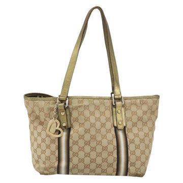 GUCCI GG Canvas Sherry Line Tote Bag Beige Gold 137396 Auth ka543 - 0