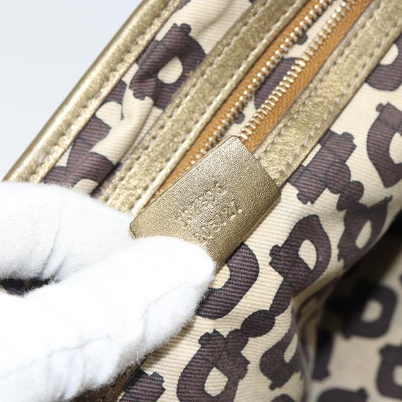 GUCCI GG Canvas Sherry Line Tote Bag Beige Gold 137396 Auth ka543