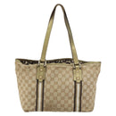 GUCCI GG Canvas Sherry Line Tote Bag Beige Gold 137396 Auth ka543-3