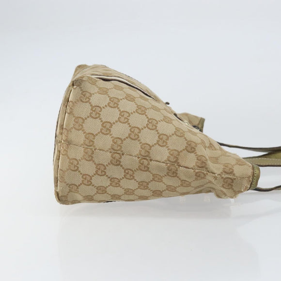 GUCCI GG Canvas Sherry Line Tote Bag Beige Gold 137396 Auth ka543