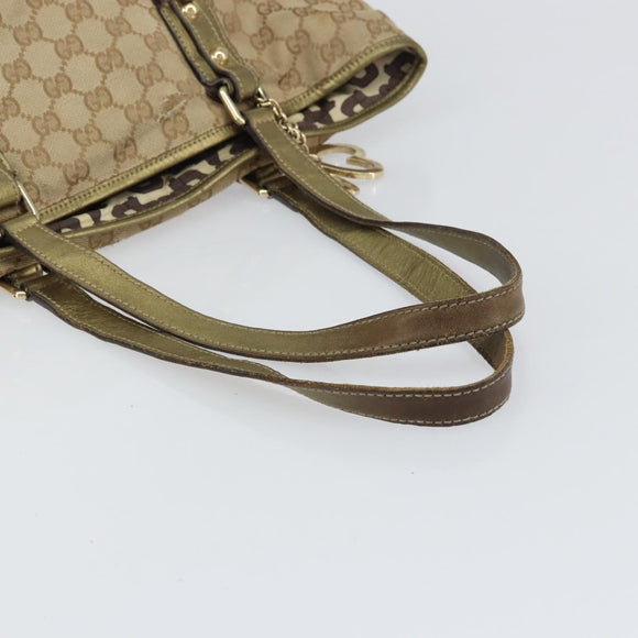 GUCCI GG Canvas Sherry Line Tote Bag Beige Gold 137396 Auth ka543