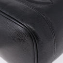 CHANEL COCO Mark Vanity Cosmetic Pouch Caviar Skin Black Gold CC Auth ka5432-15