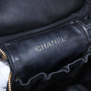 CHANEL COCO Mark Vanity Cosmetic Pouch Caviar Skin Black Gold CC Auth ka5432-10