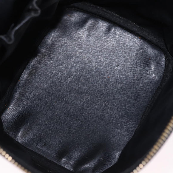 CHANEL COCO Mark Vanity Cosmetic Pouch Caviar Skin Black Gold CC Auth ka5432