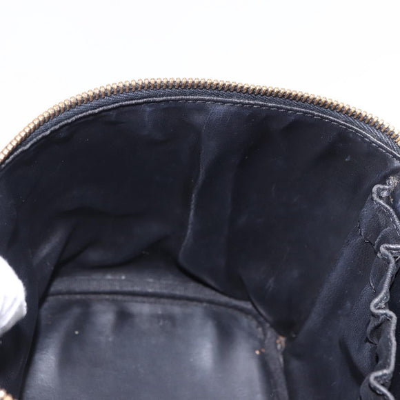 CHANEL COCO Mark Vanity Cosmetic Pouch Caviar Skin Black Gold CC Auth ka5432