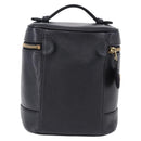 CHANEL COCO Mark Vanity Cosmetic Pouch Caviar Skin Black Gold CC Auth ka5432-2