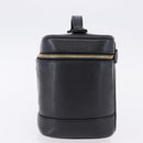 CHANEL COCO Mark Vanity Cosmetic Pouch Caviar Skin Black Gold CC Auth ka5432-3