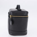 CHANEL COCO Mark Vanity Cosmetic Pouch Caviar Skin Black Gold CC Auth ka5432-4